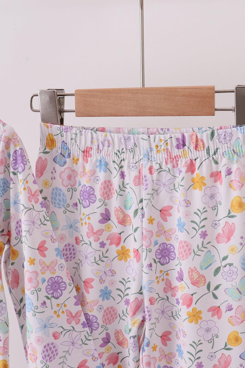 Butterfly garden bamboo pants set