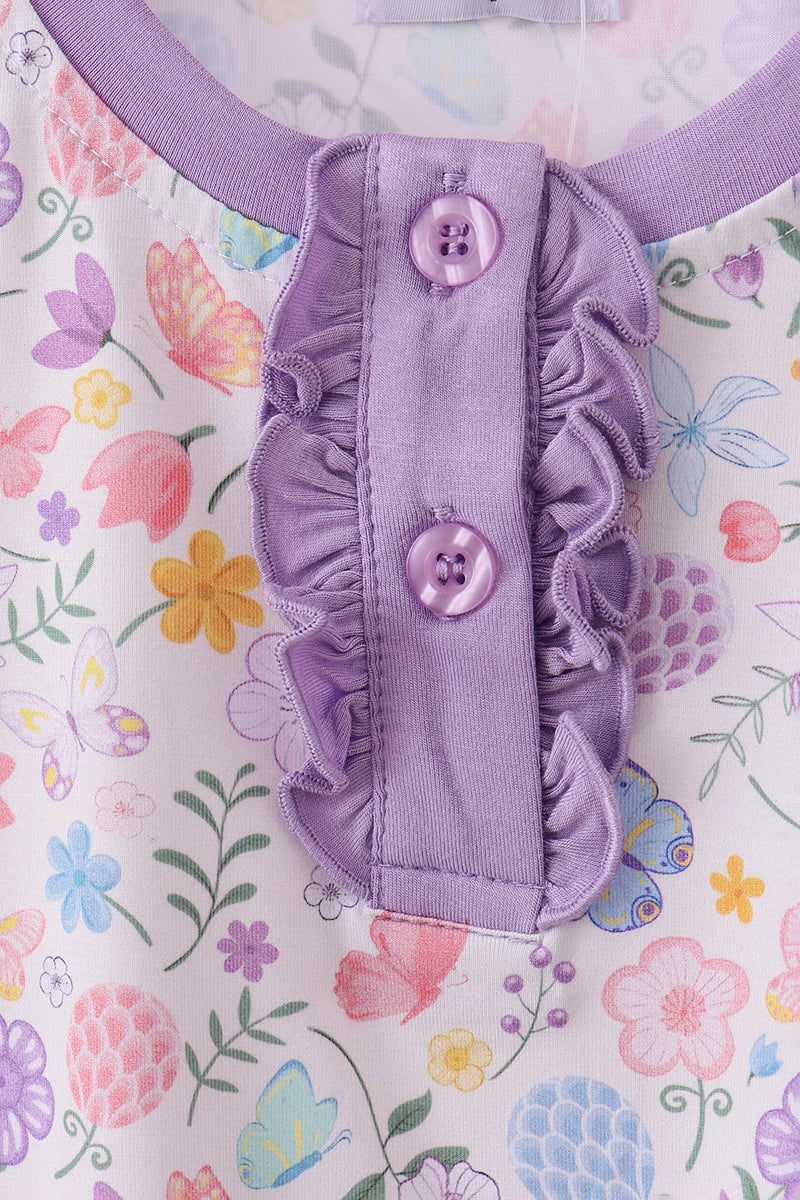 Butterfly garden bamboo pants set