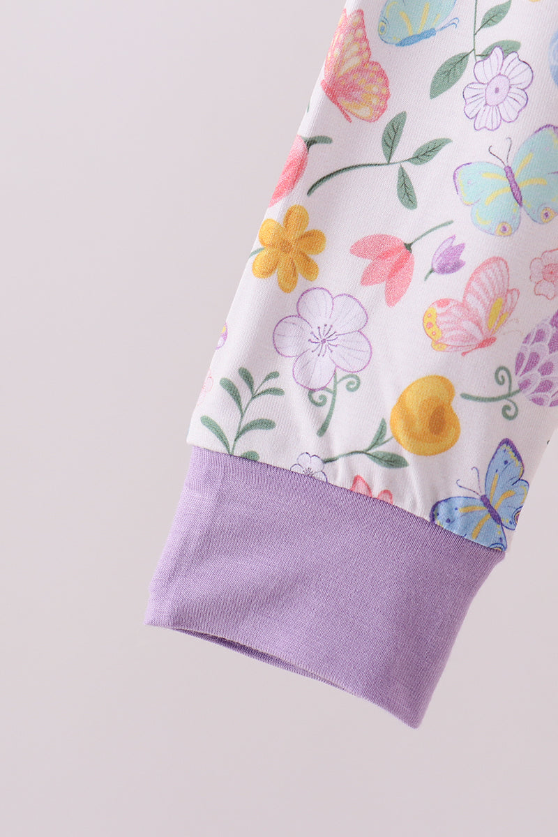 Butterfly garden bamboo pants set