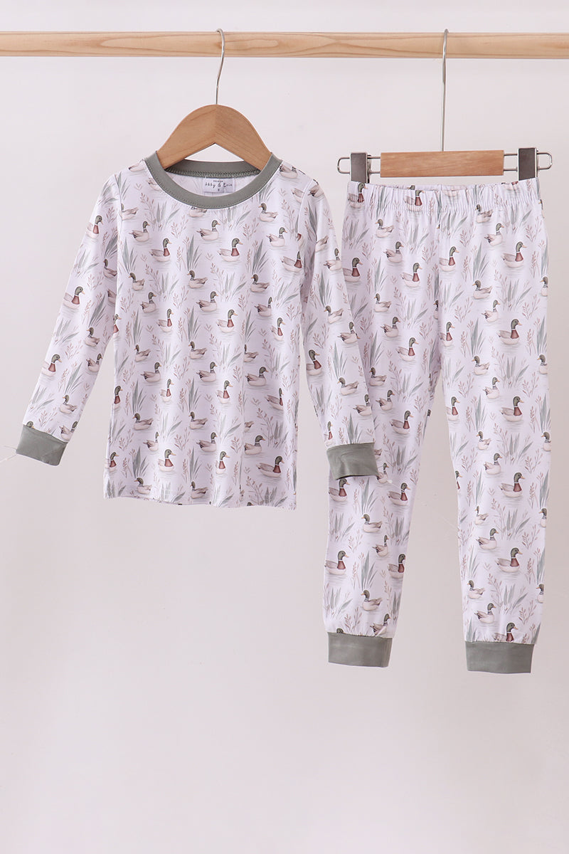 Green mallard print bamboo pants set