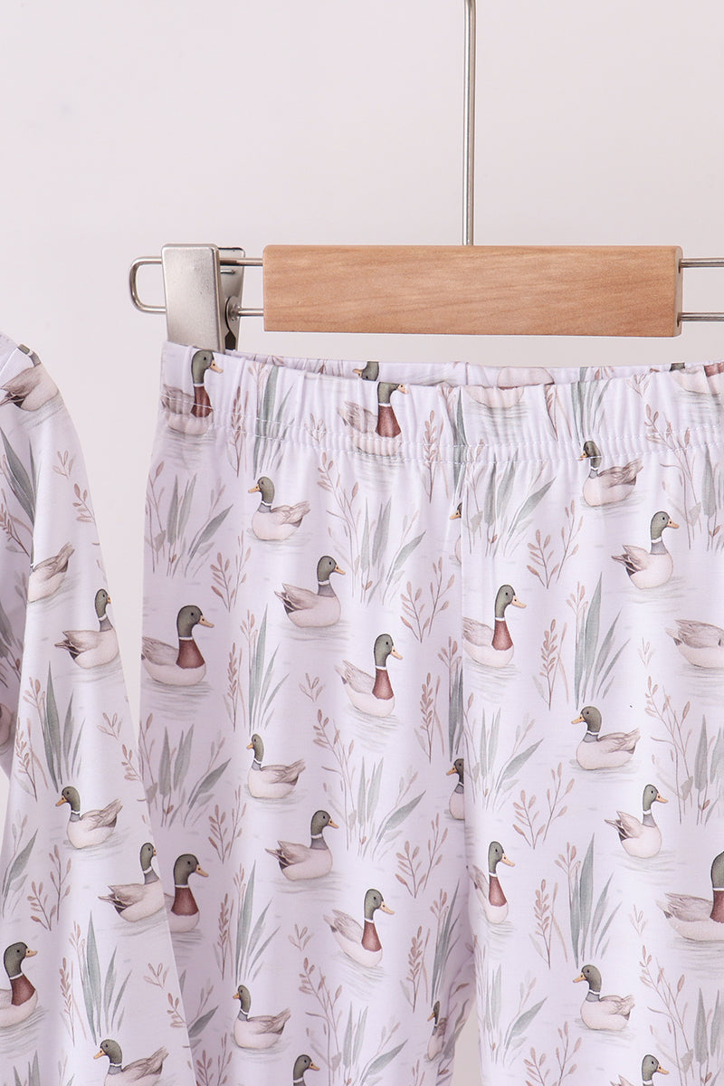 Green mallard print bamboo pants set