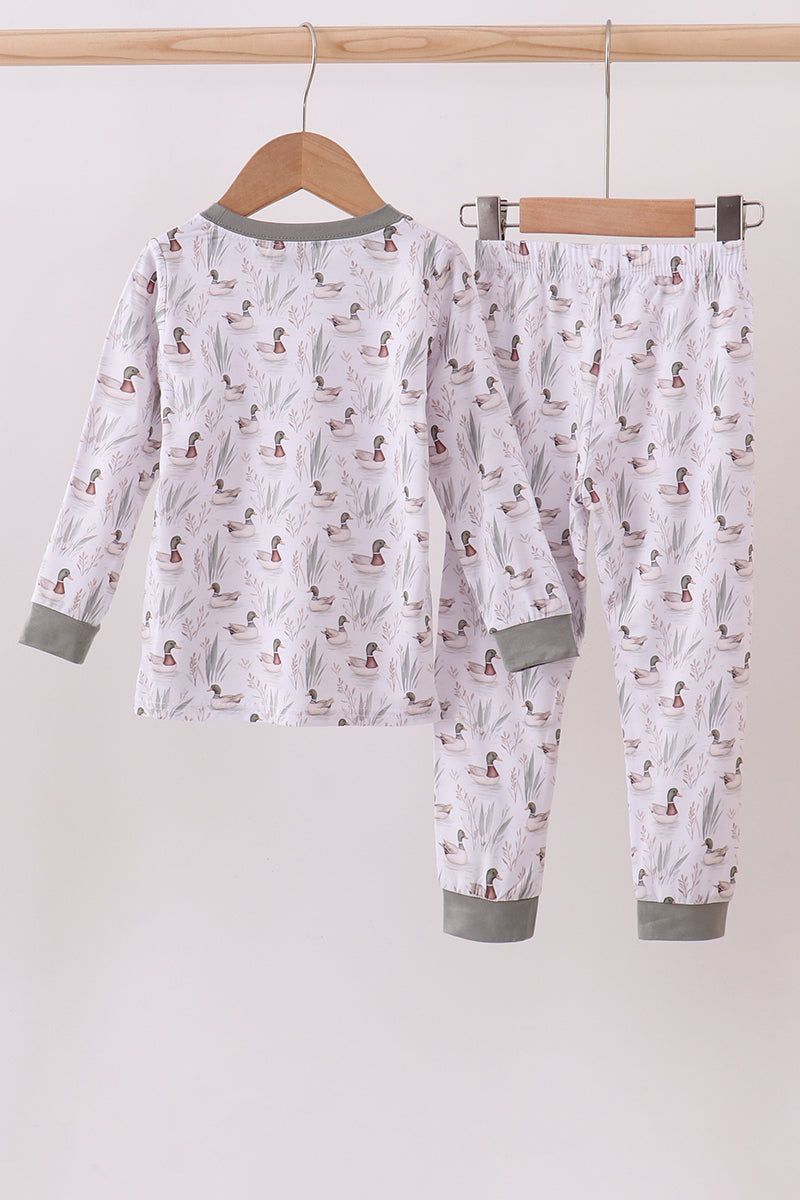 Green mallard print bamboo pants set