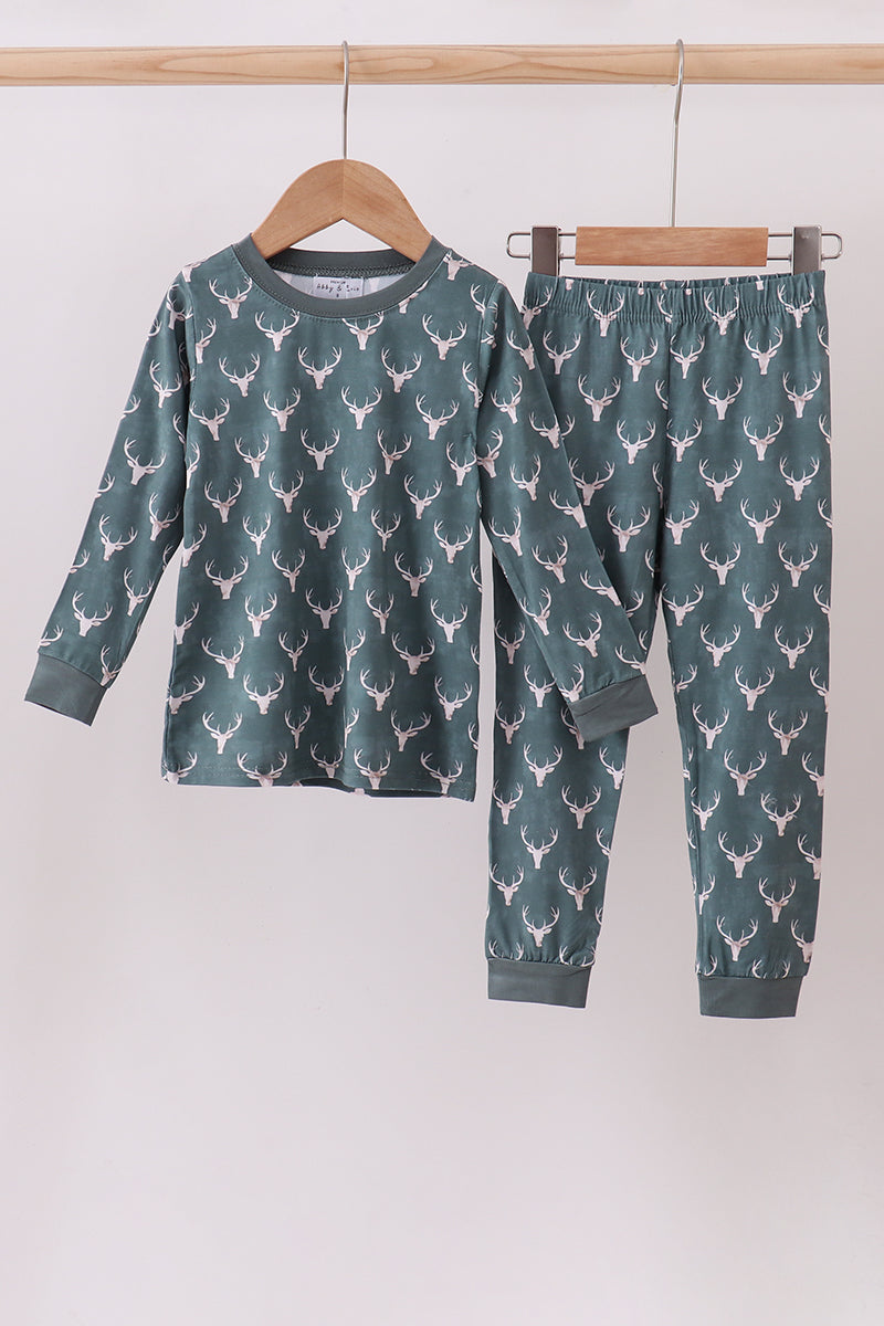 Forest deer print bamboo pants set