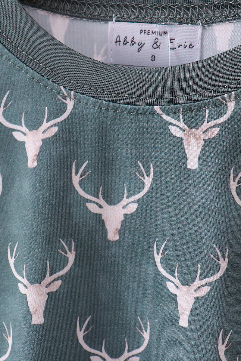 Forest deer print bamboo pants set