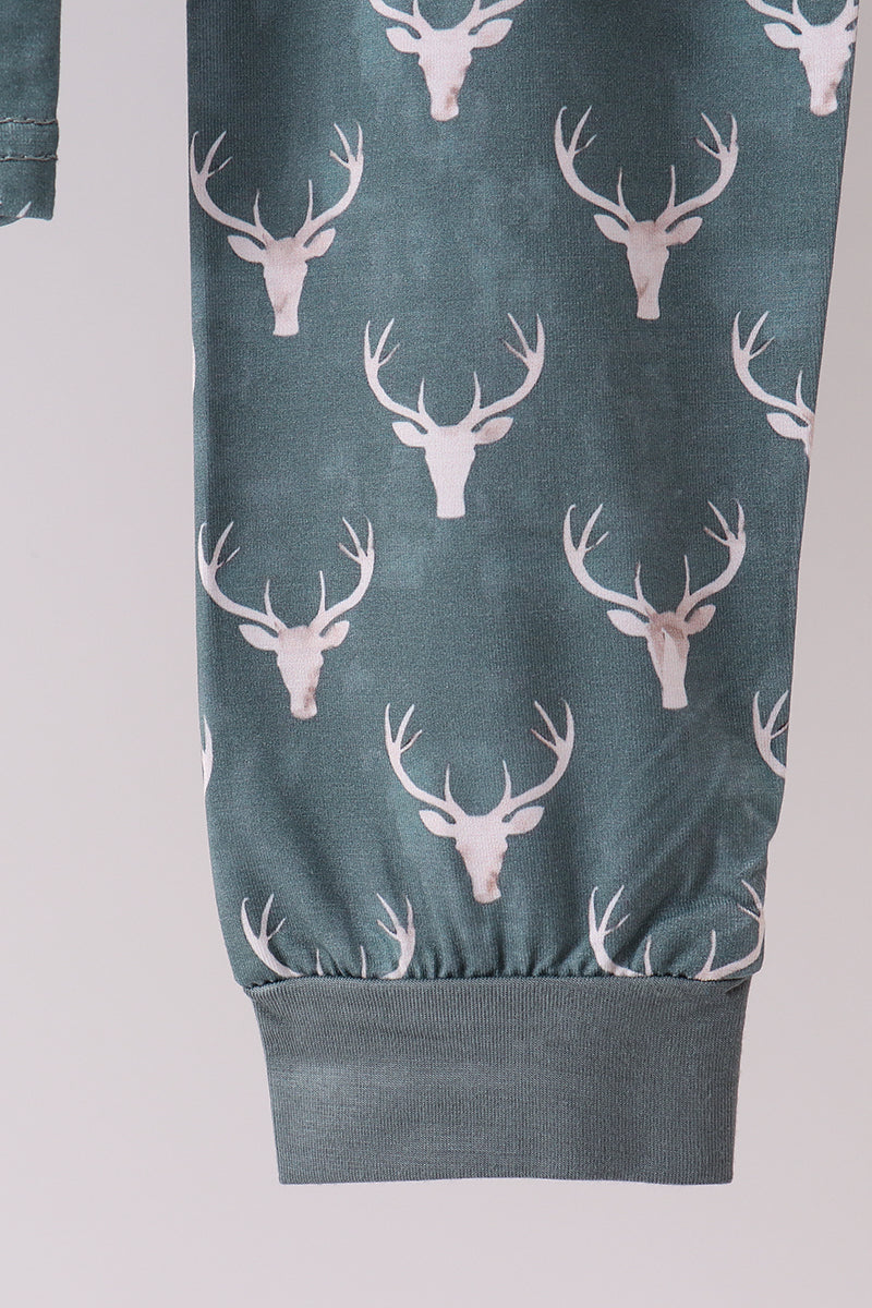Forest deer print bamboo pants set