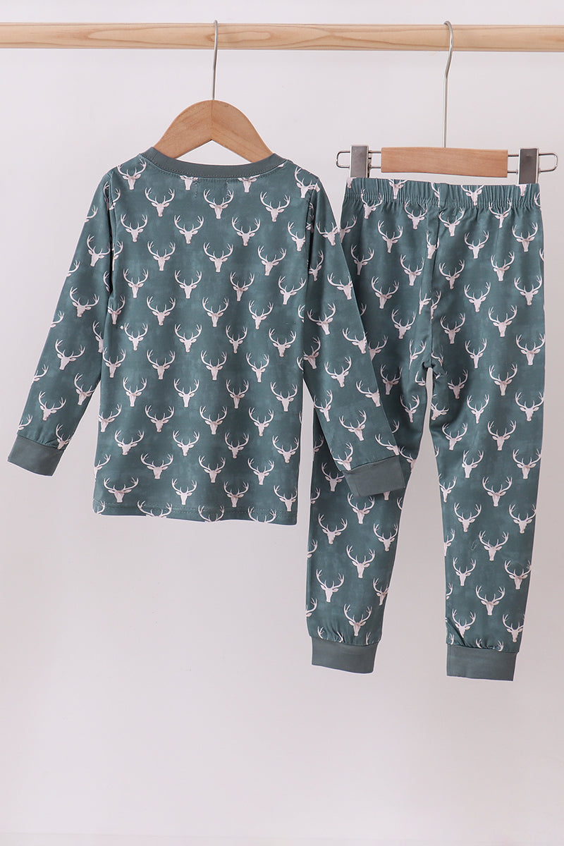 Forest deer print bamboo pants set