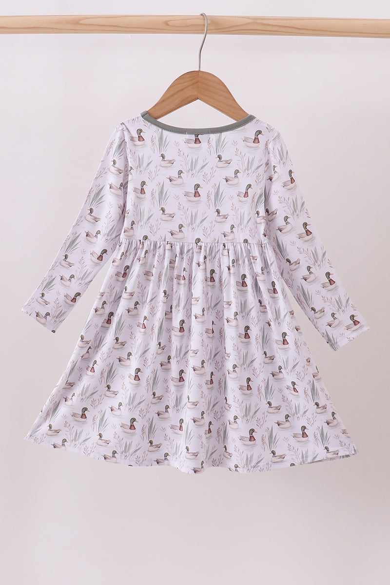 Green mallard print bamboo dress