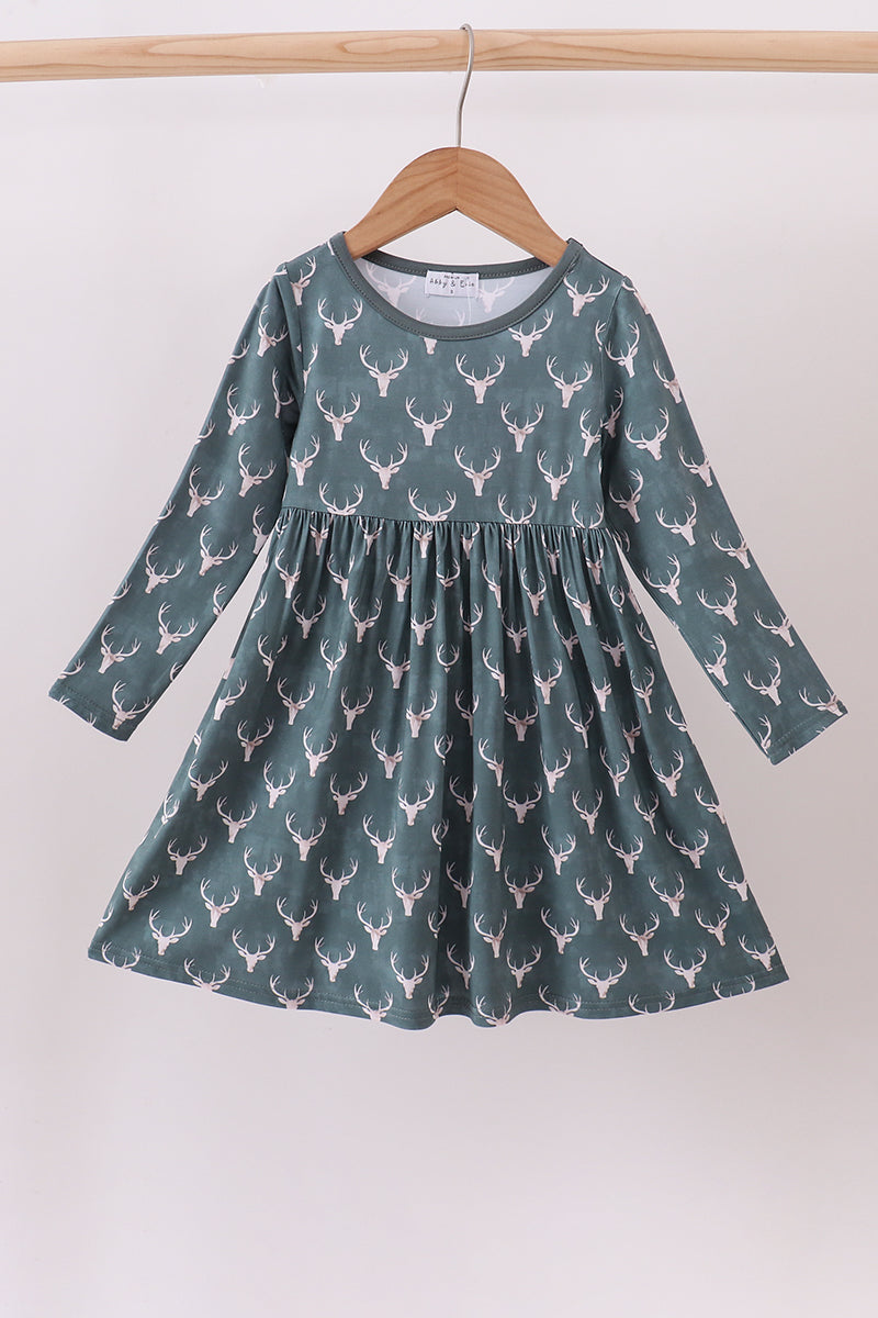 Forest reindeer print bamboo dress