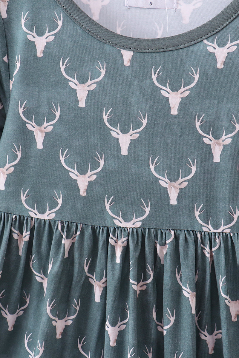 Forest reindeer print bamboo dress