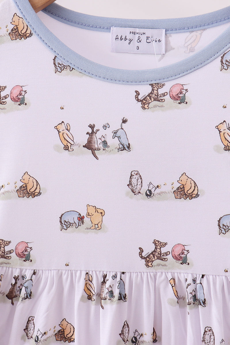 Blue character print bamboo dress