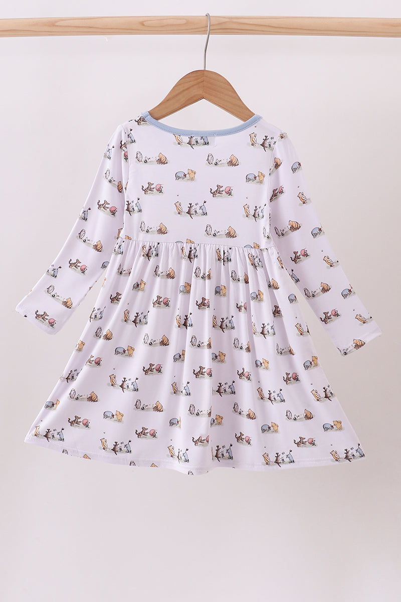 Blue character print bamboo dress