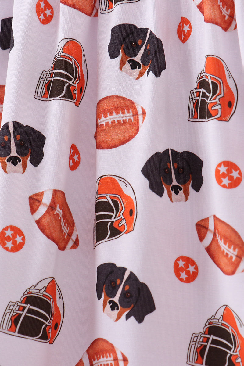Orange Football print bamboo dress
