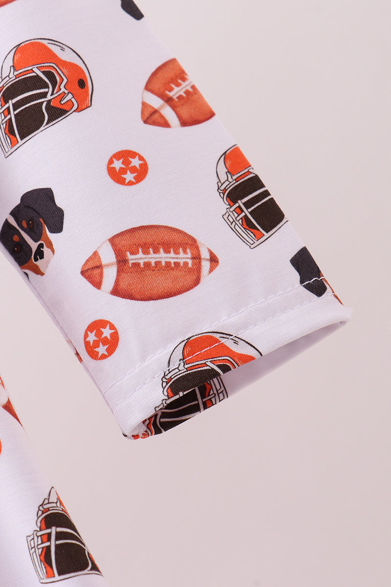 Orange Football print bamboo dress