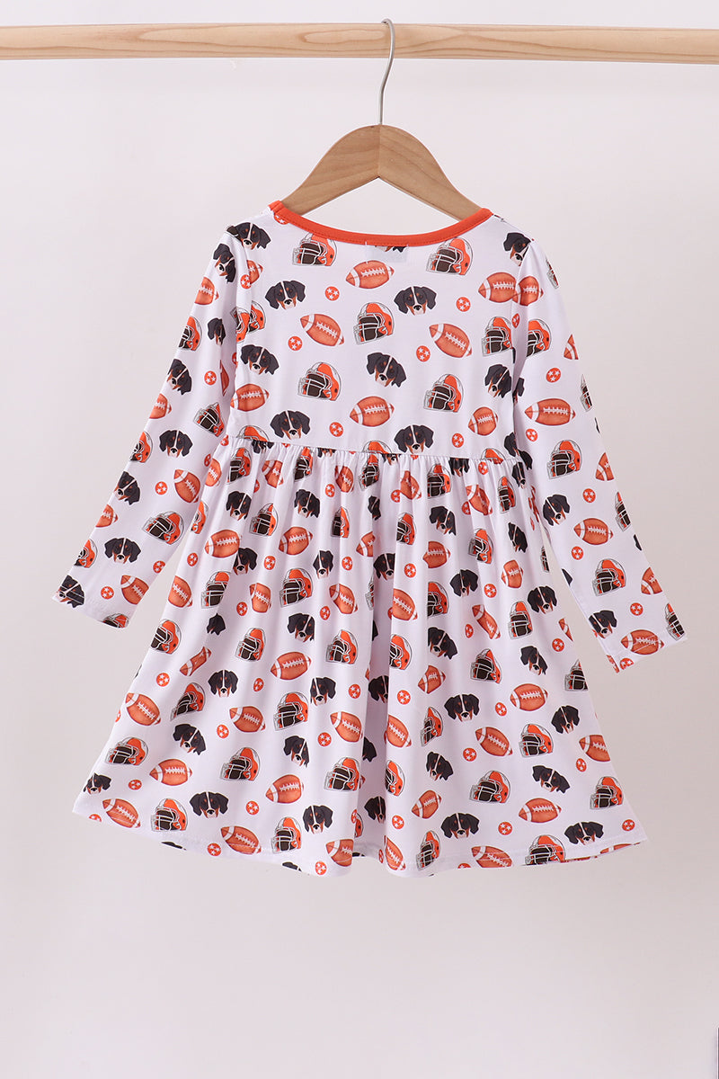 Orange Football print bamboo dress