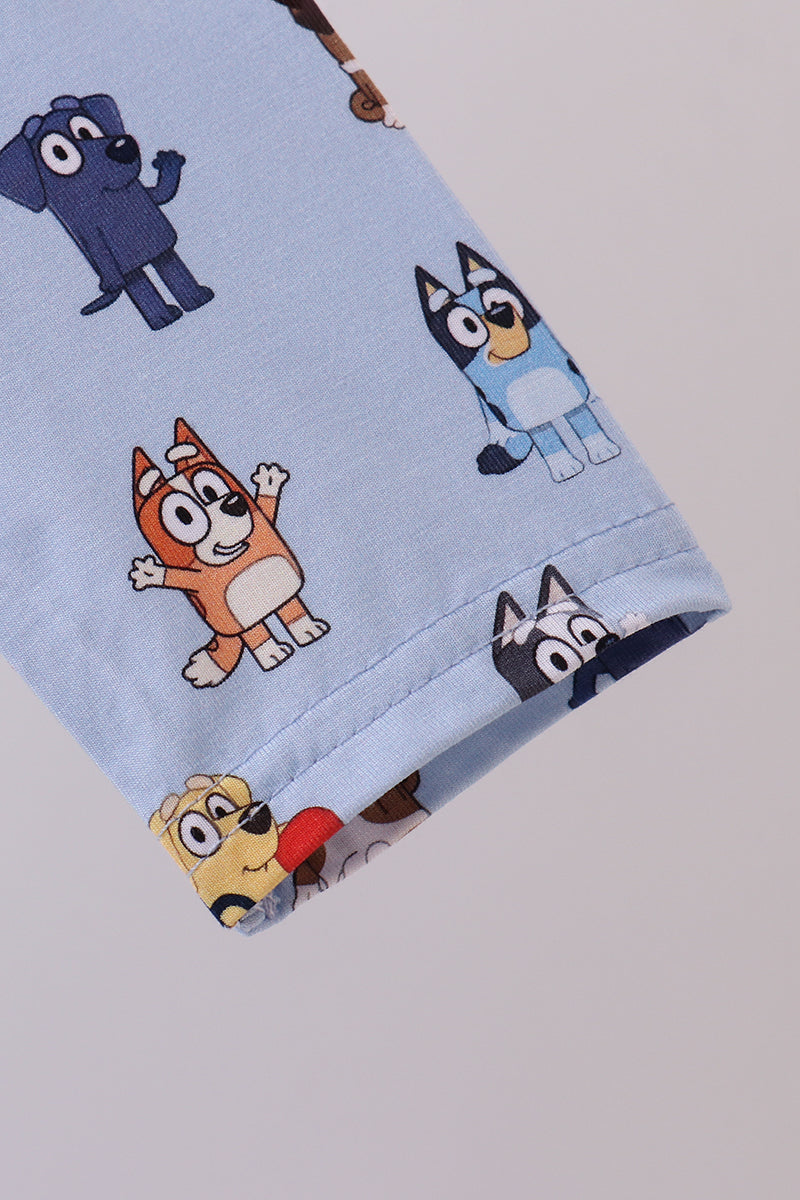 Blue character print bamboo dress