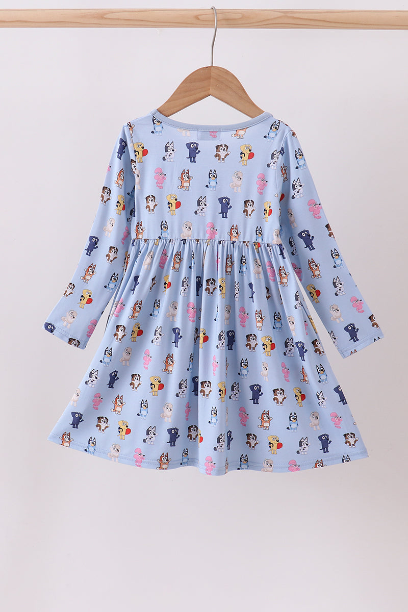 Blue character print bamboo dress