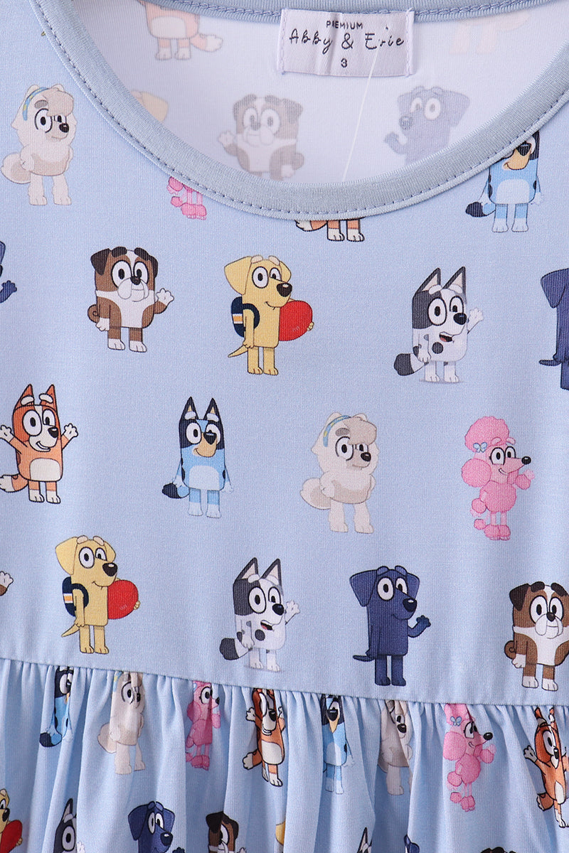 Blue character print bamboo dress