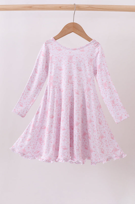 Pink boots bamboo dress