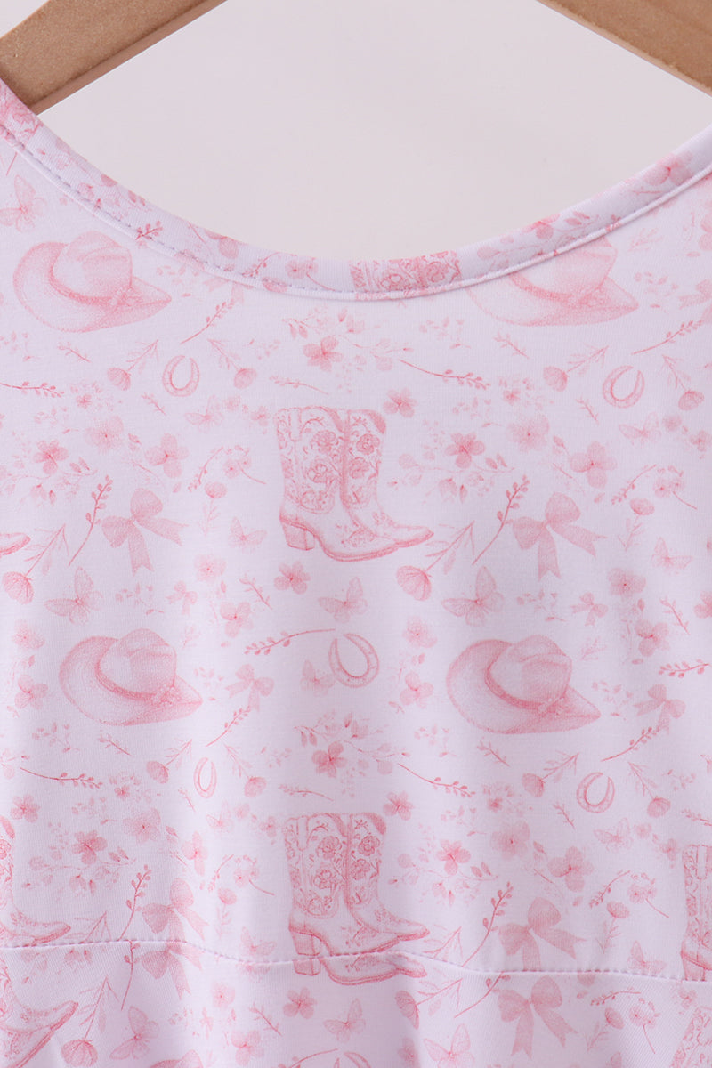 Pink boots bamboo dress