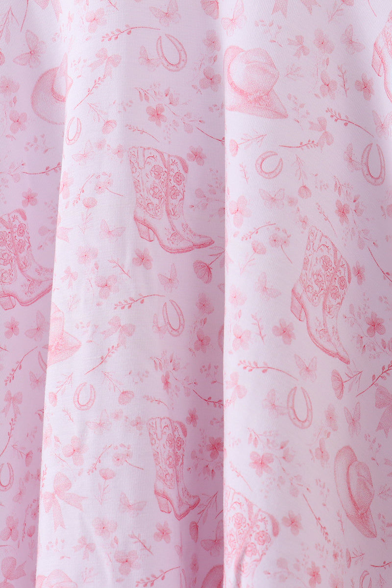 Pink boots bamboo dress