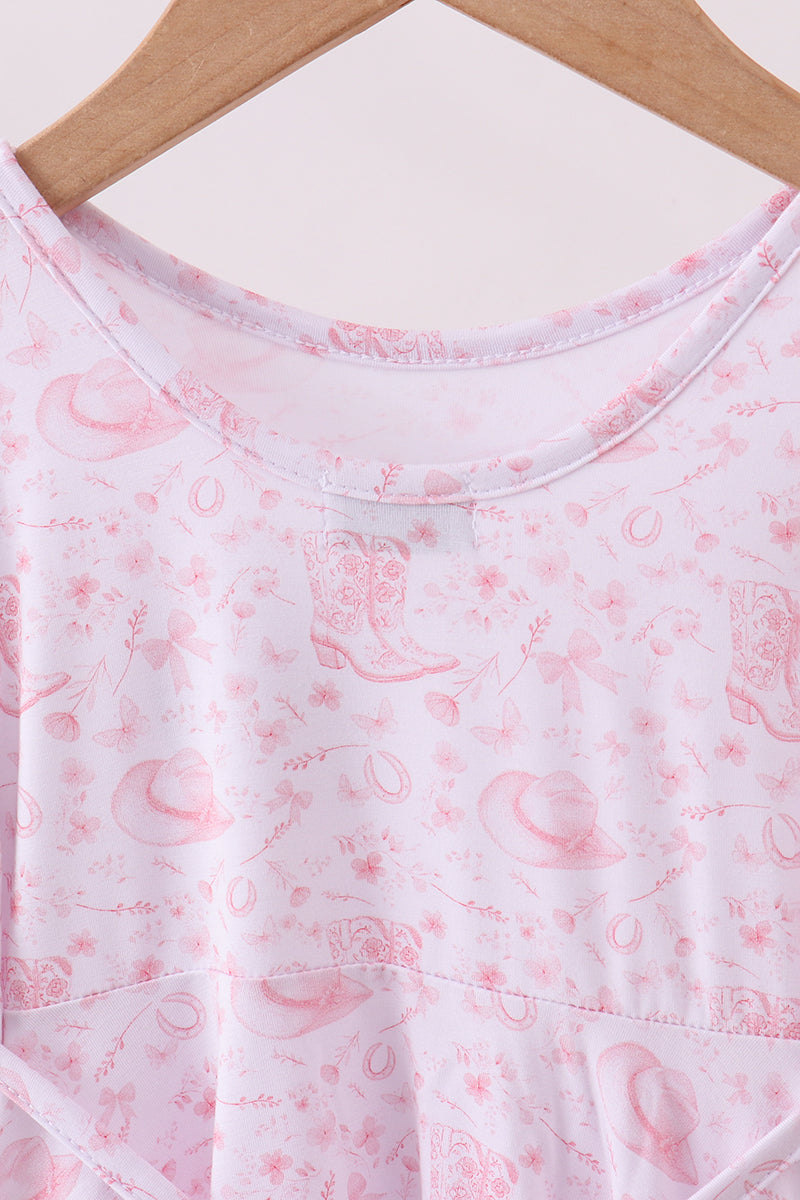 Pink boots bamboo dress