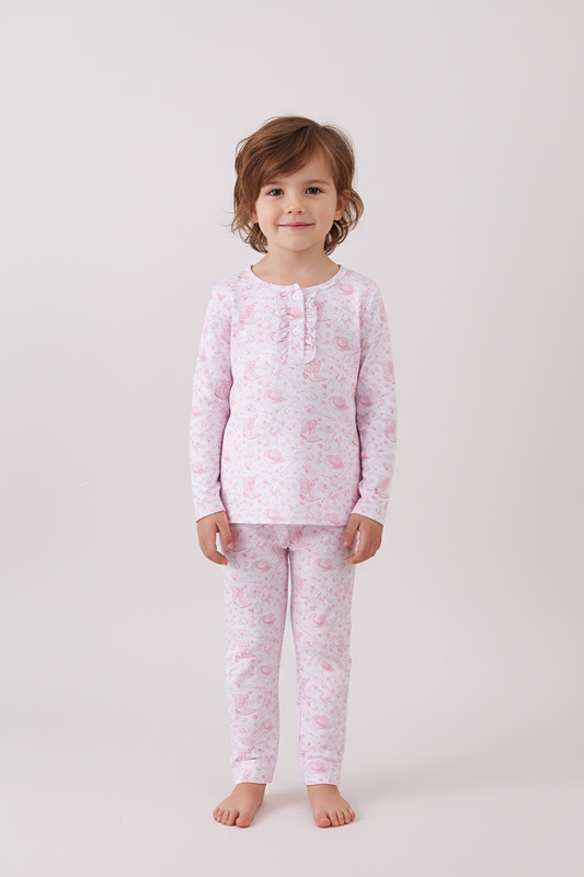 Pink boots bamboo pants set
