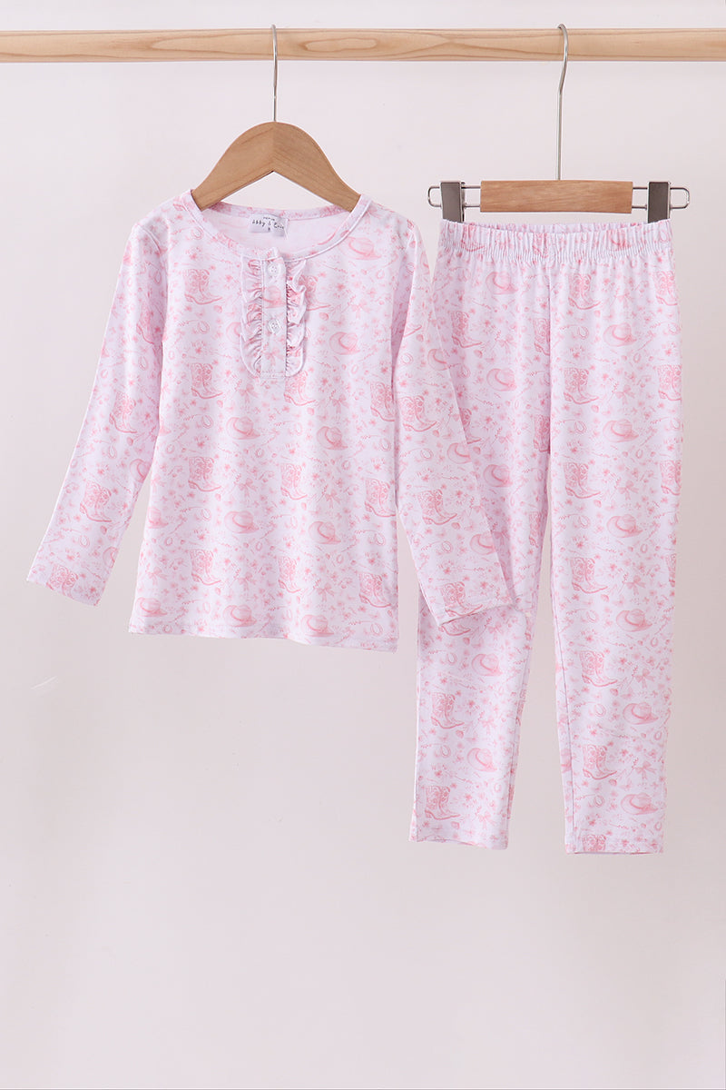 Pink boots bamboo pants set