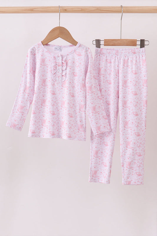 Pink boots bamboo pants set
