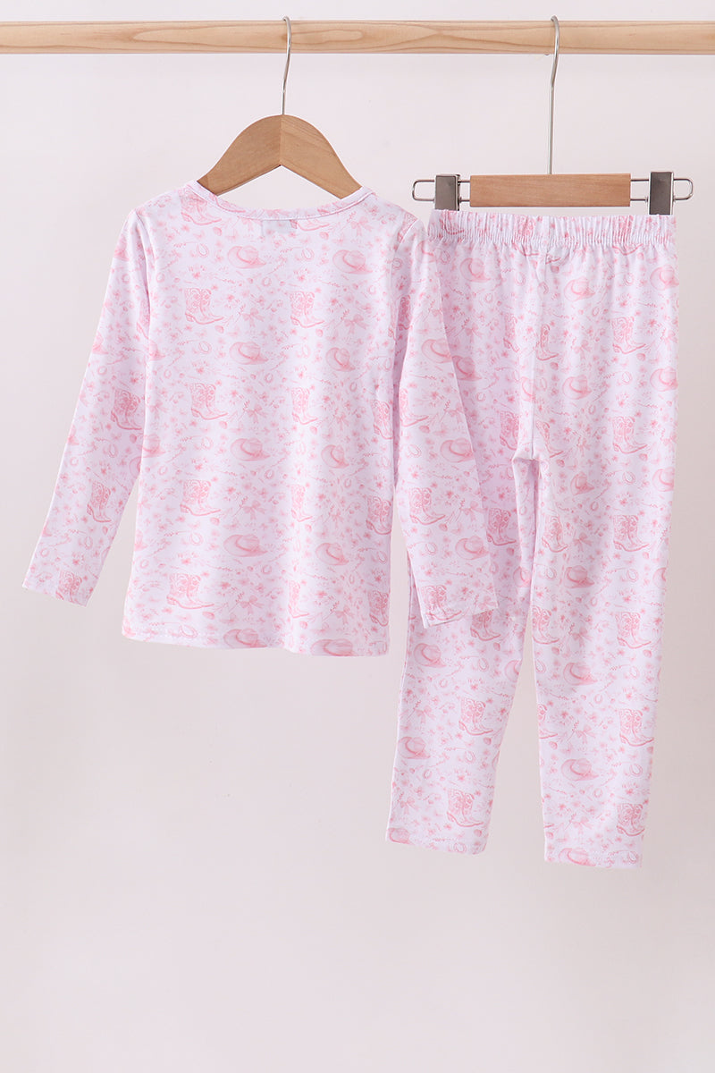 Pink boots bamboo pants set