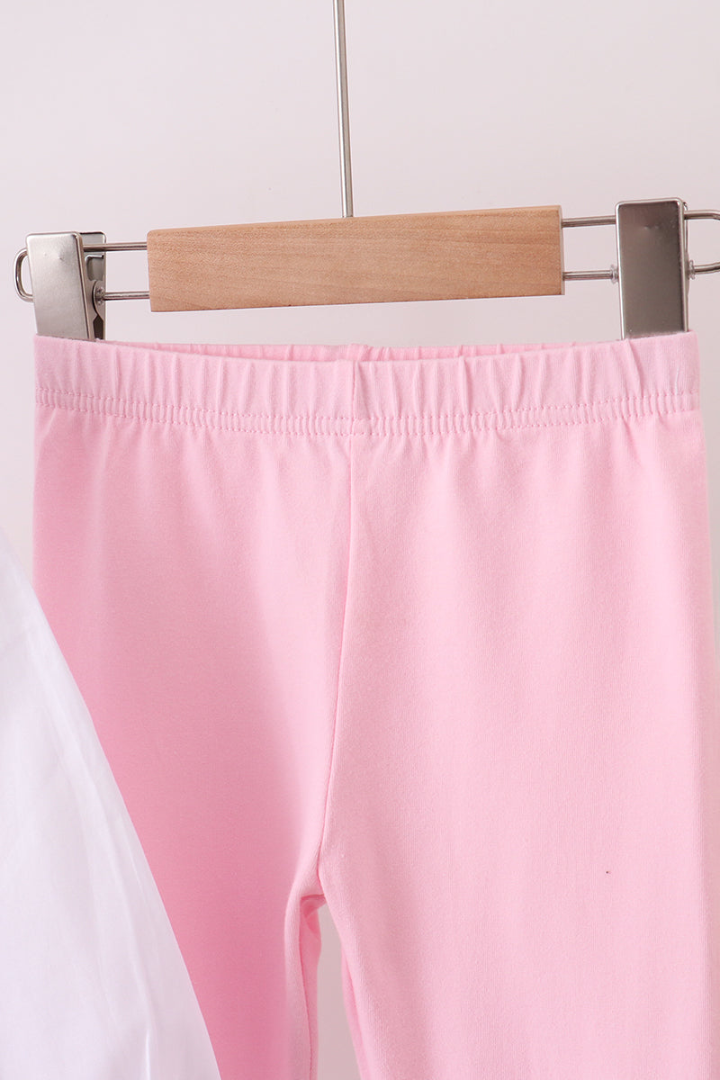 White christmas tree embroidery ruffle pants set