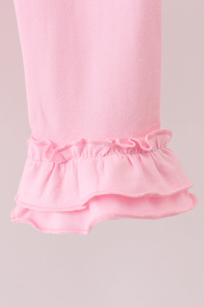 White christmas tree embroidery ruffle pants set