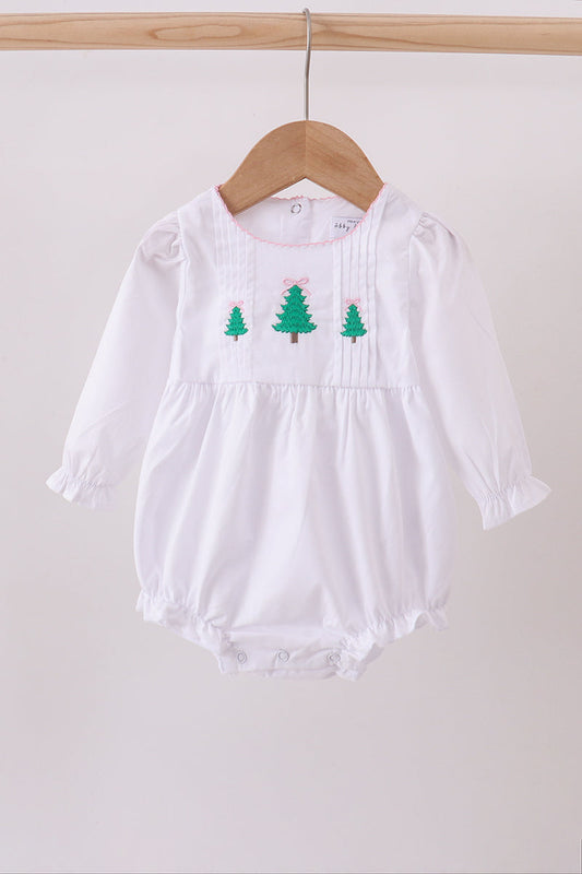 White christmas tree embroidery ruffle bubble