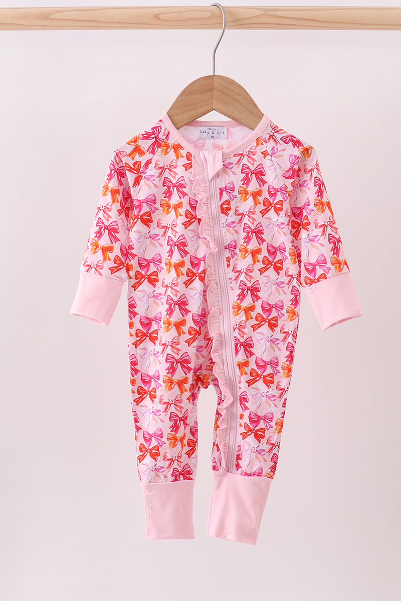 Berry blossom bows ruffle bamboo romper
