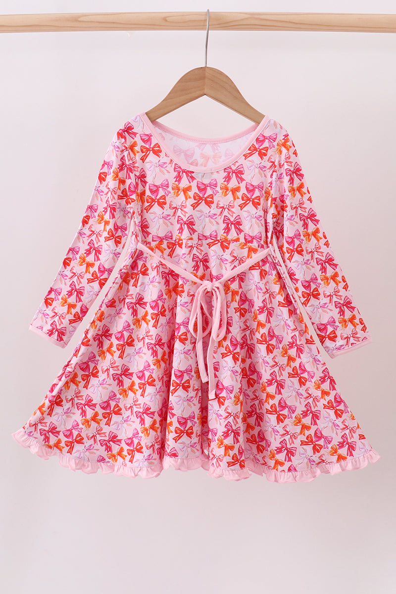 Berry blossom bows ruffle bamboo dress