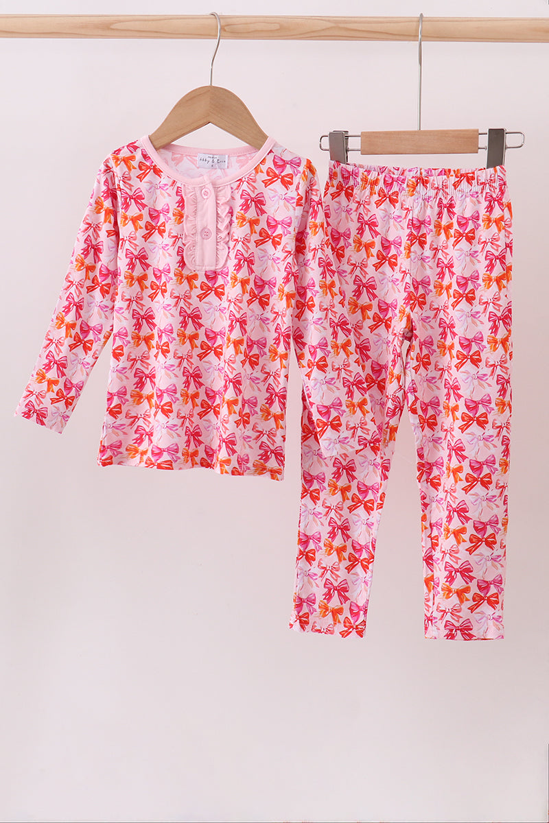 Berry blossom bows bamboo pants set