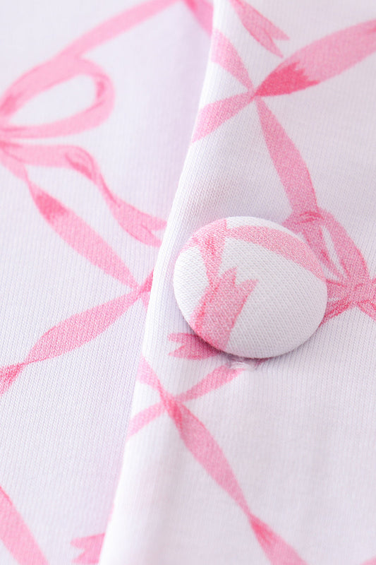 Pink bow girl pajamas set
