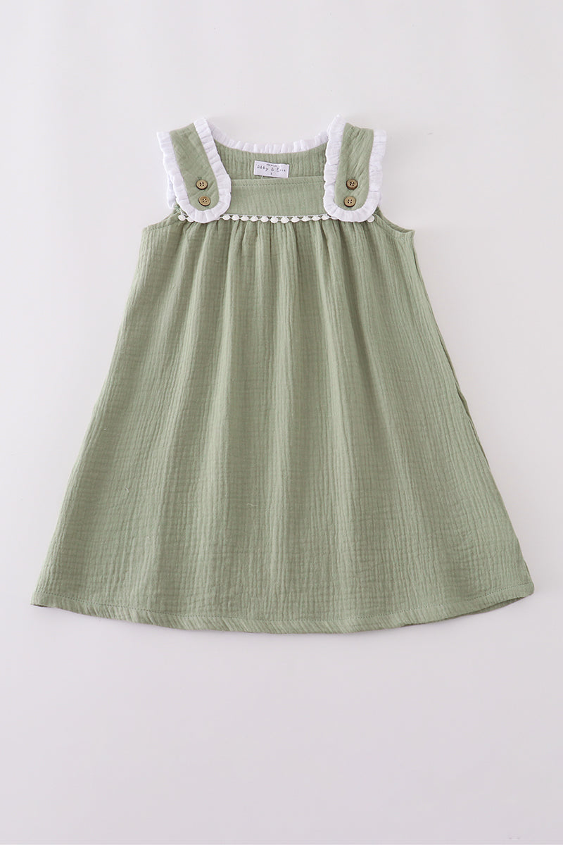 Sage ruffle dress
