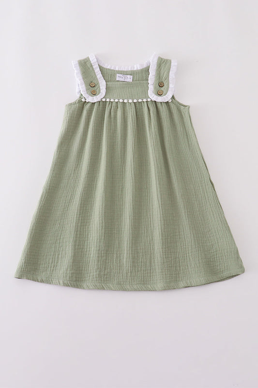 Sage ruffle dress