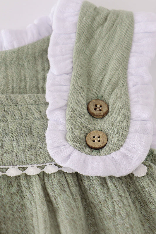 Sage ruffle dress