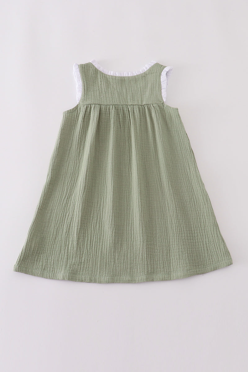Sage ruffle dress