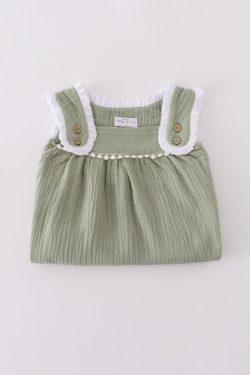 Sage ruffle dress