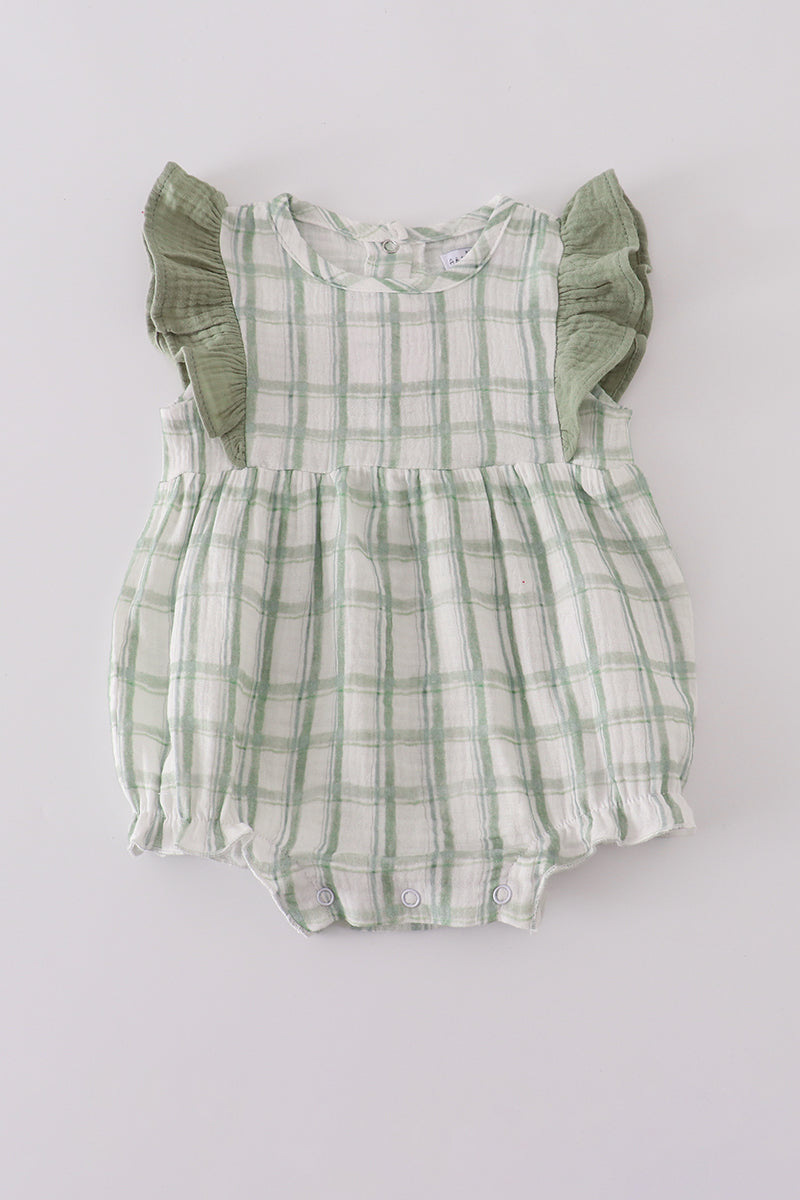 Sage ruffle plaid bubble