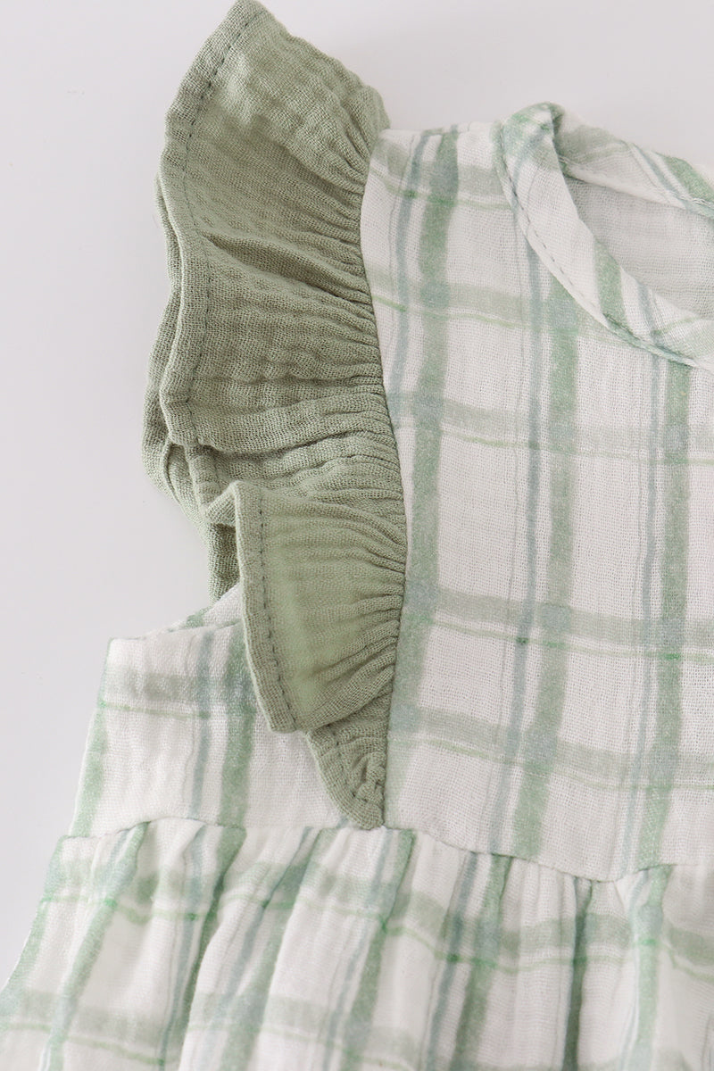 Sage ruffle plaid bubble