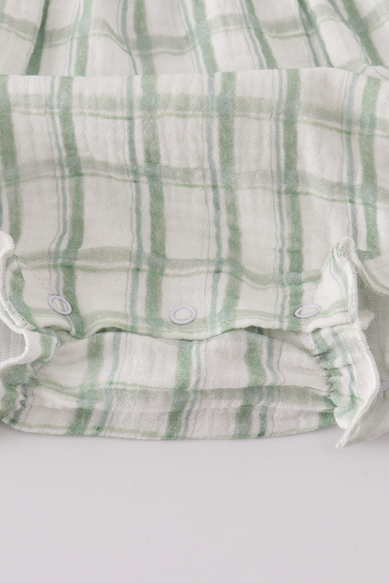 Sage ruffle plaid bubble