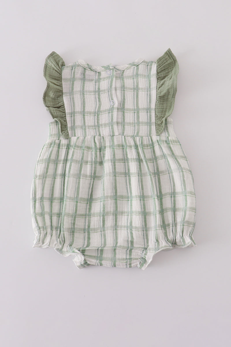 Sage ruffle plaid bubble