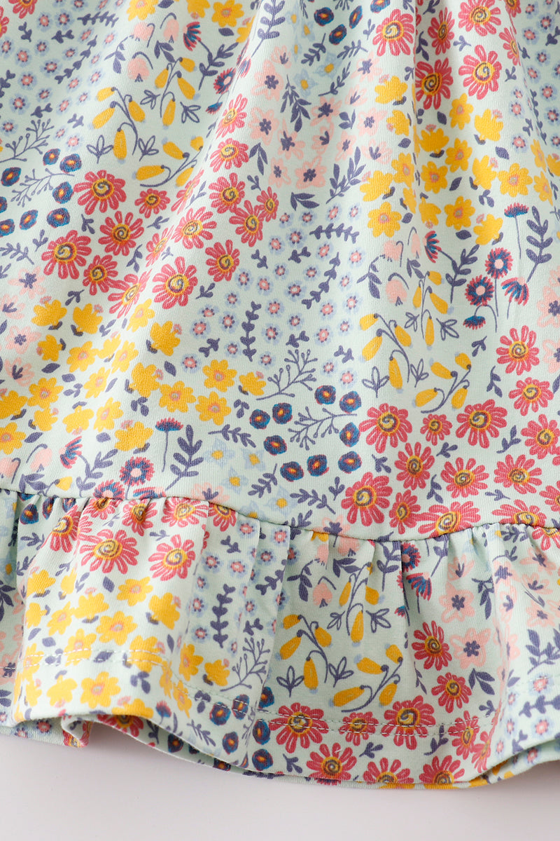 Floral ruffle girl dress