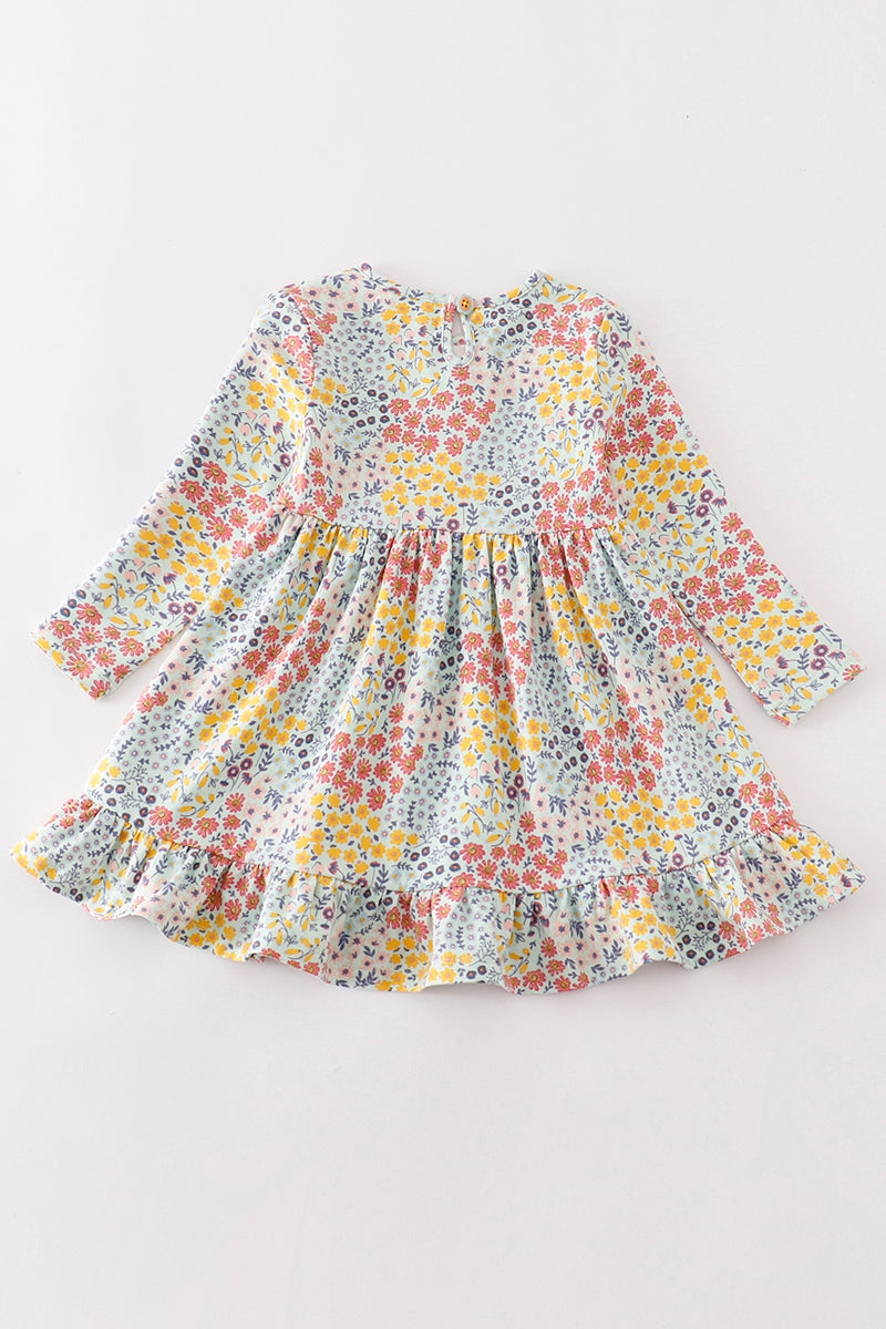 Floral ruffle girl dress