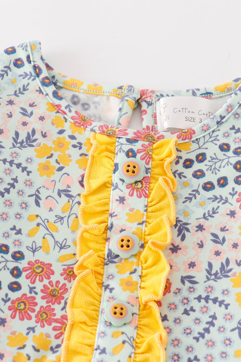 Floral ruffle girl dress