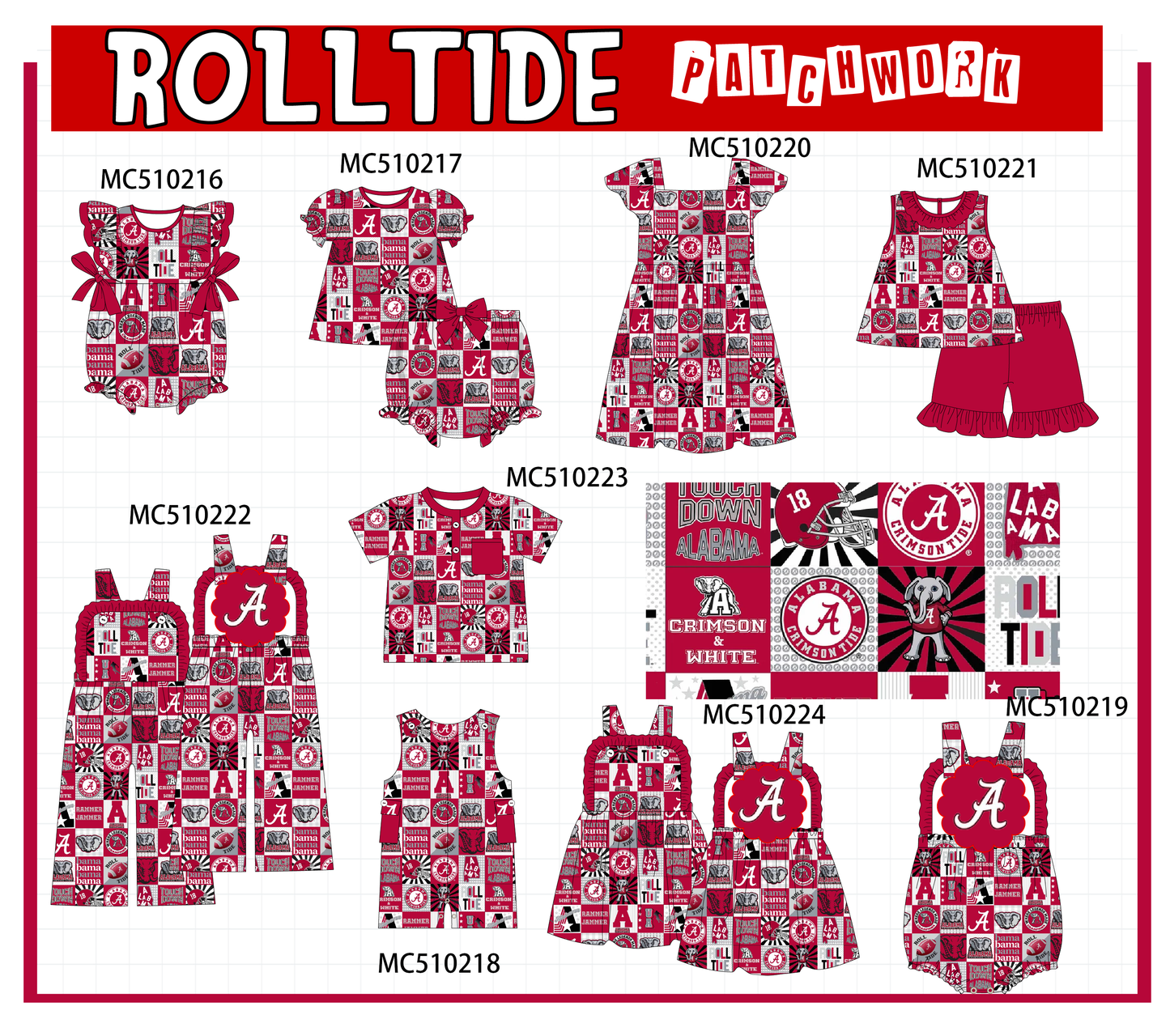 PO71 Alabama roll tide patchwork collection