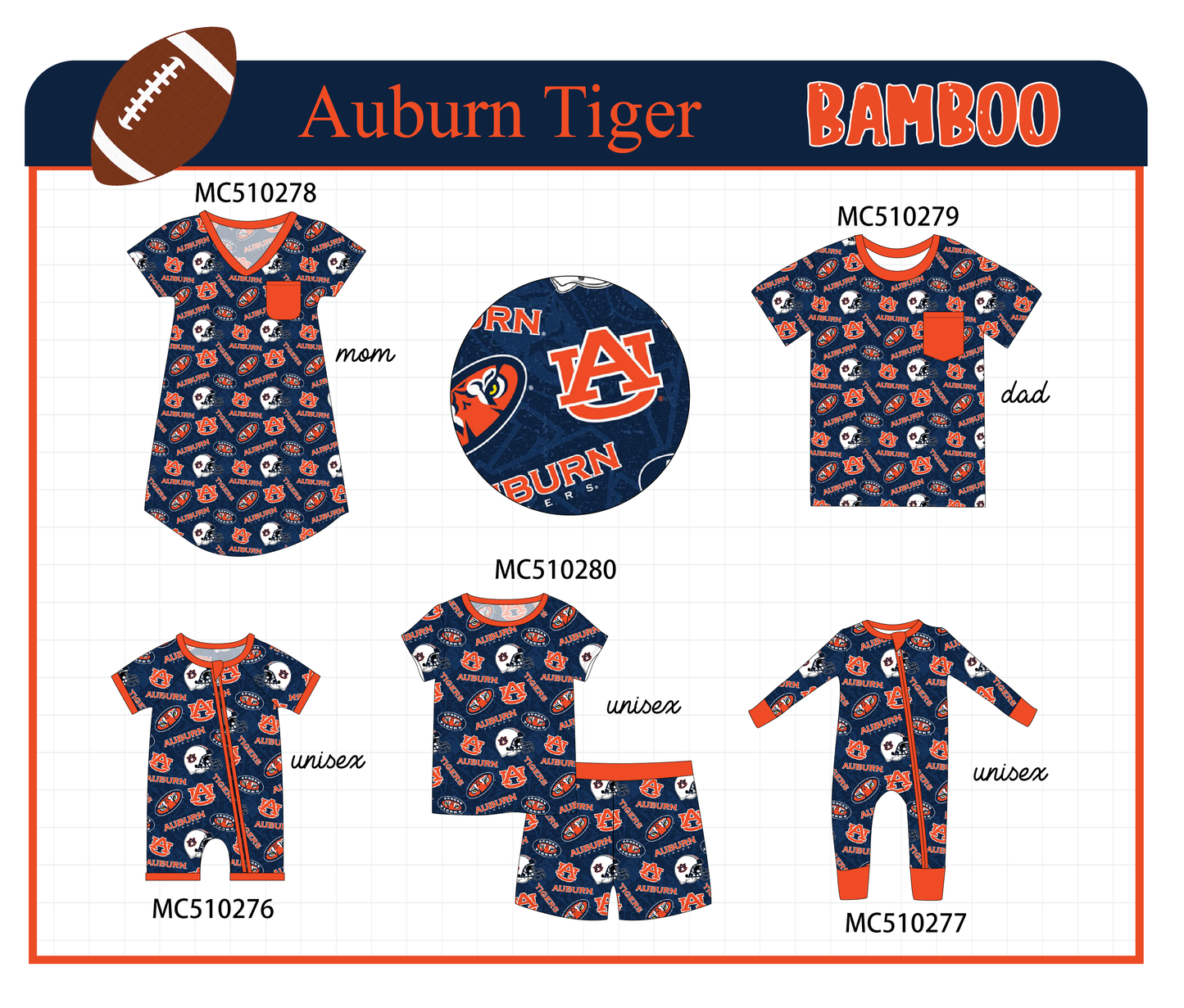 PO71 Auburn tiger bamboo collection